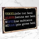 Tekelinle tut Ahşap Retro Poster