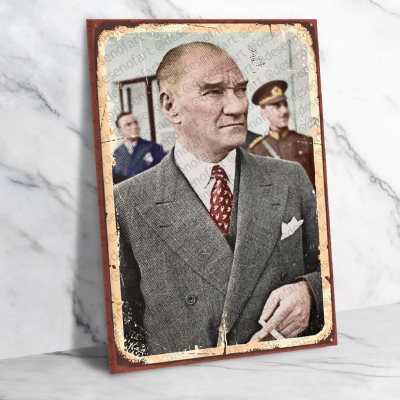 Atatürk Retro Ahşap Poster