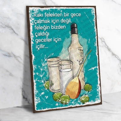 Rakı Retro Ahşap Poster