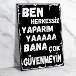  Ben herkessiz yaparım Ahşap Retro Poster