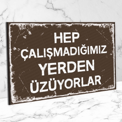  Hep çalışmadığımız... Retro Ahşap Poster