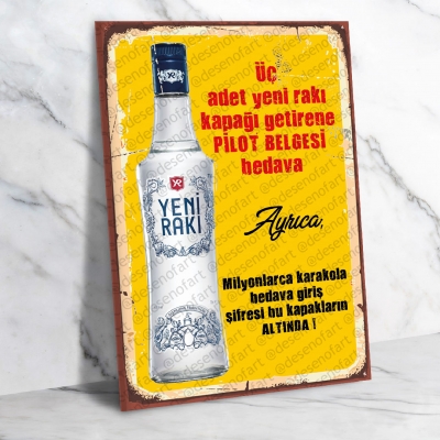 Rakı Retro Ahşap Poster