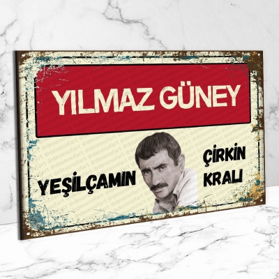 Yeşilçamın Çirkin Kralı Yılmaz Güney  Retro Ahşap Poster