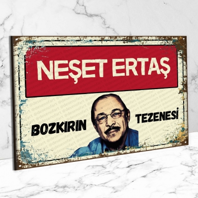 Bozkırın Tezenesi Neşet Ertaş Retro Ahşap Poster