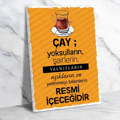 Çay Retro Ahşap Poster