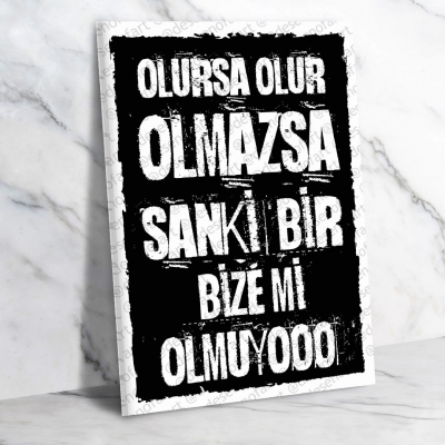 Olursa olur Retro Ahşap Poster