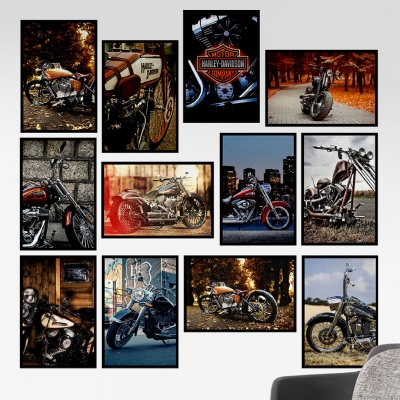 12 Parça Mdf Tablo Seti 20*30 cm Harley Motorsiklet