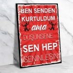 Ben Senden Kurtuldum... Ahşap Retro Poster