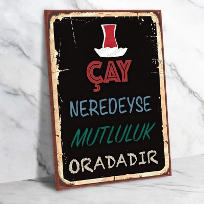 Çay Retro Ahşap Poster