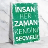 İnsan Her Zaman... Ahşap Retro Poster