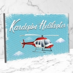 Kardeşim Helikopter Ahşap Retro Vintage Poster 