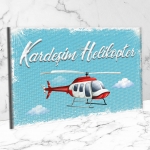 Kardeşim Helikopter Ahşap Retro Vintage Poster 