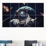 Astronot Kedi 10 Parçalı Ahşap Mdf Tablo Seti