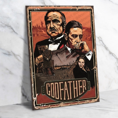 Godfather Baba film Ahşap Retro Poster