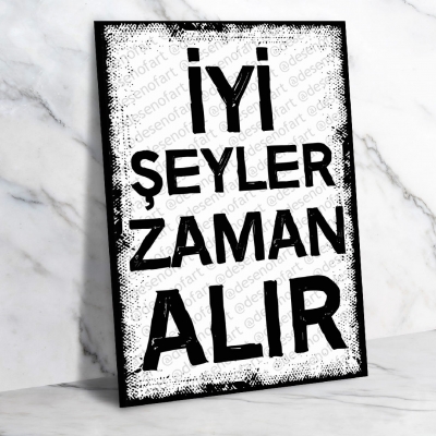 İyi Şeyler Zaman Alır Ahşap Retro Poster