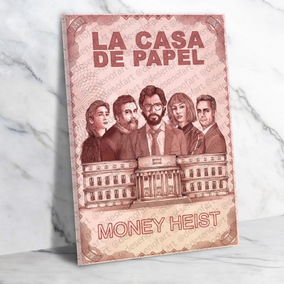 La casa de papel - Money Heist Ahşap Retro Poster