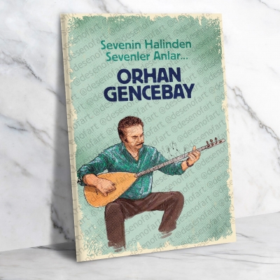 Orhan Gencebay  Retro Ahşap Poster