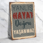 Adorno - Yanlış hayat doğru yaşanmaz -  Ahşap Retro Poster