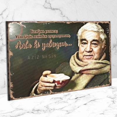 Aziz Nesina Ahşap Poster