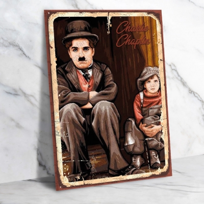 Charlie Chaplin Ahşap Retro Vintage Poster 