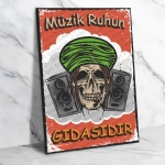 Müzik Ruhun Gıdasıdır Ahşap Retro Poster