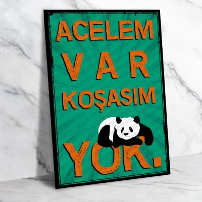 Acelem var Koşasım Yok Ahşap Retro Poster