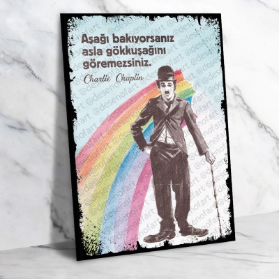 Charlie Chaplin Retro Ahşap Poster