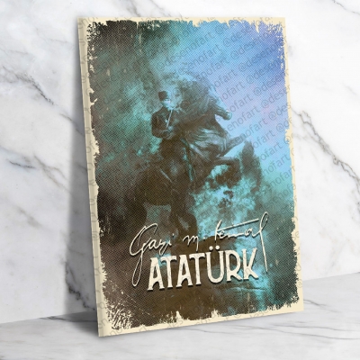 Gazi Mustafa Kemal Atatürk Ahşap Retro Poster