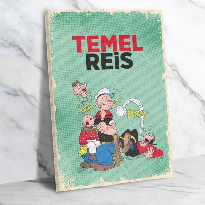 Temel Reis Ahşap Retro Poster