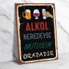 Alkol Neredeyse Mutluluk Oradadır Ahşap Retro Poster