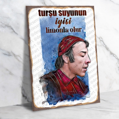 Turşu suyunun iyisi limonla olur Ahşap Retro Poster