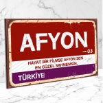 Afyonkarahisar Ahşap Retro Vintage Şehir Tabelası