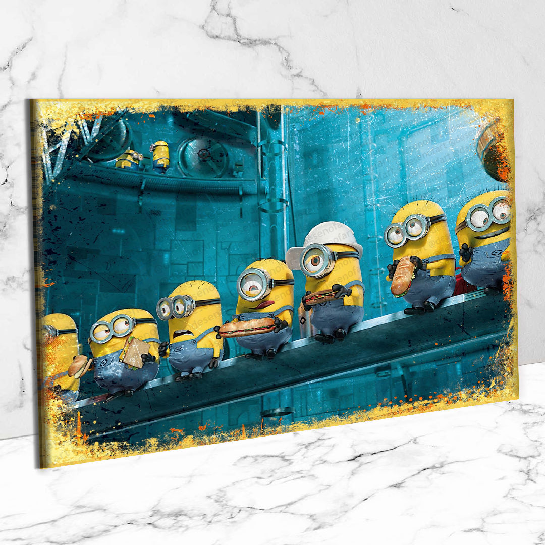 Minions Ahşap Retro Vintage Poster 