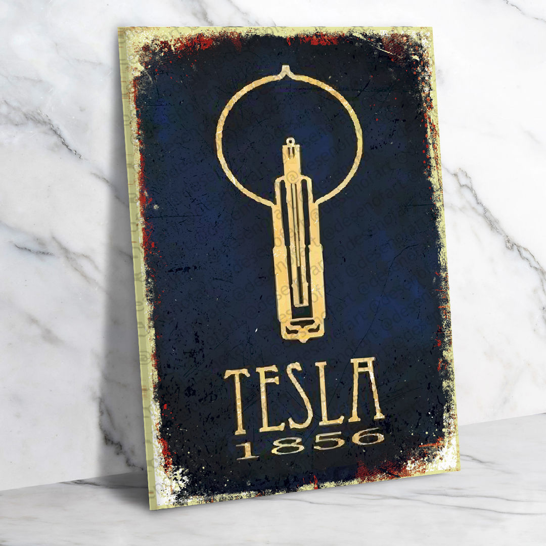 Tesla Ahşap Retro Vintage Poster 