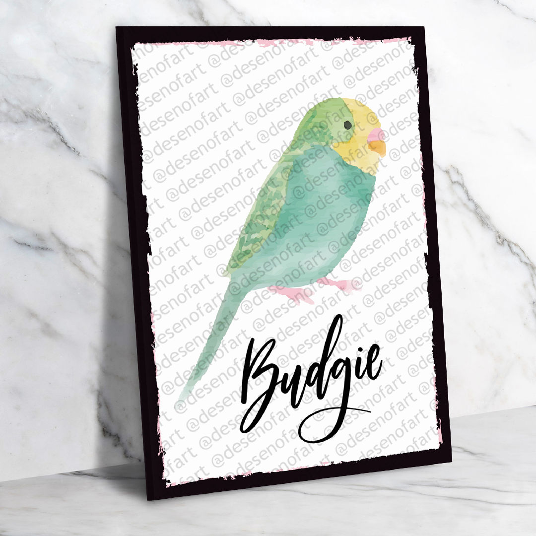 Budgie Ahşap Retro Vintage Poster 