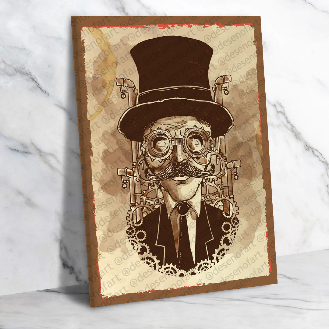 Steampunk Art Ahşap Retro Vintage Poster 