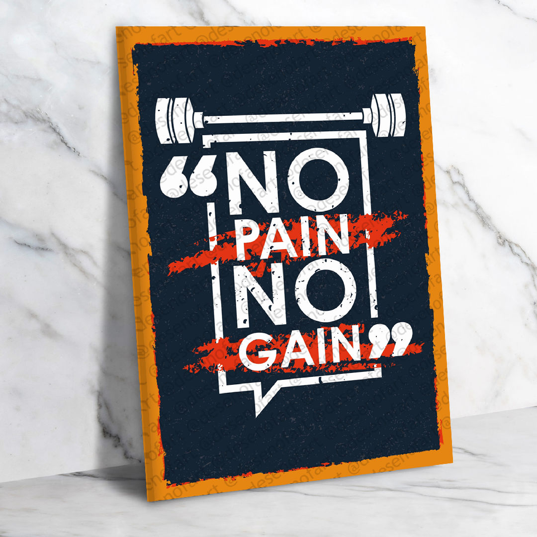 No Pain No Gain Ahşap Retro Vintage Poster 