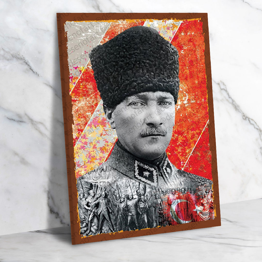 Atatürk Ahşap Retro Vintage Poster 