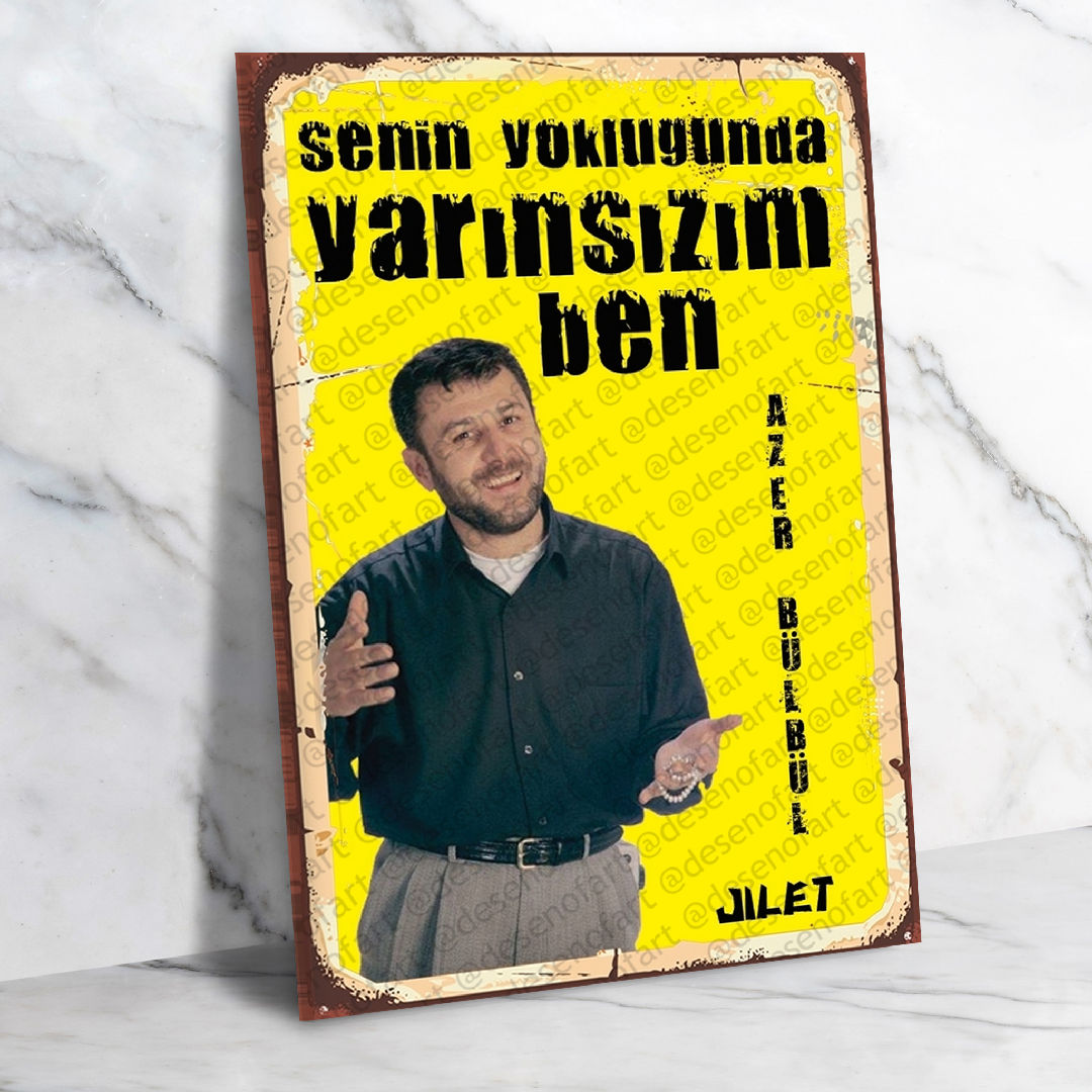 Azer Bülbül Ahşap Retro Vintage Poster 