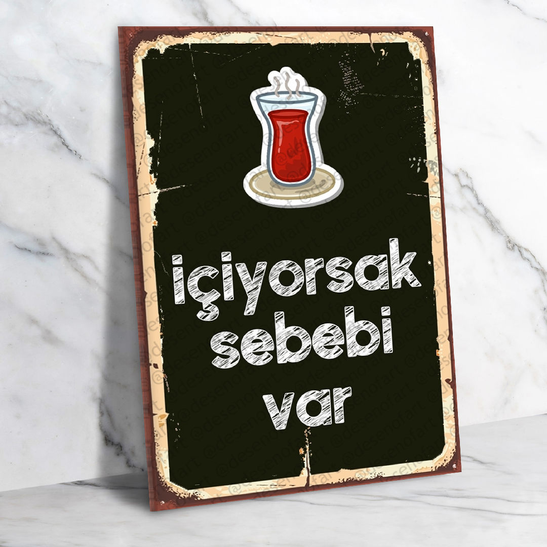 Çay Ahşap Retro Vintage Poster 