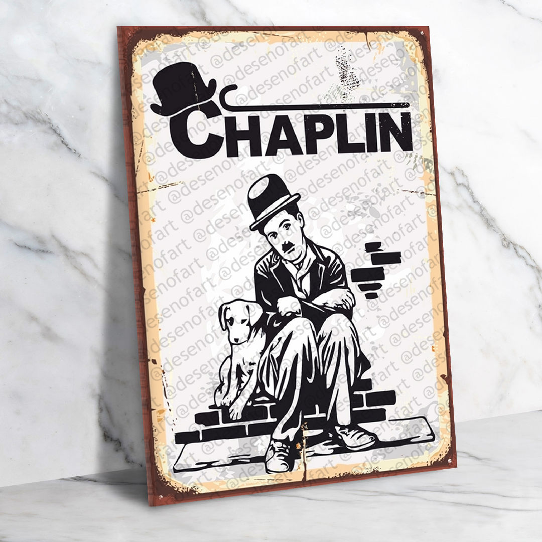 Charlie Chaplin Ahşap Retro Vintage Poster 