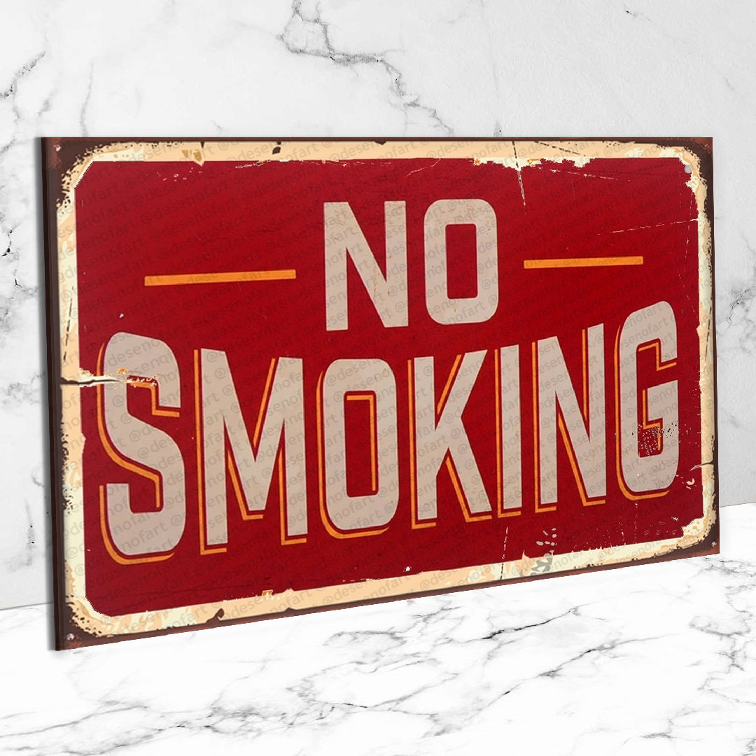 No Smoking Ahşap Retro Poster