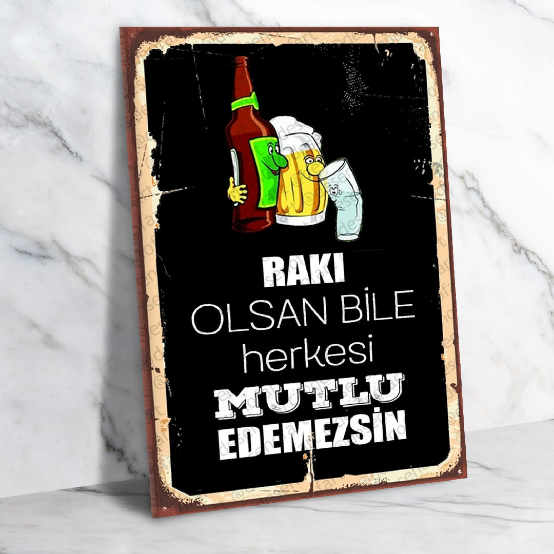 Rakı Ahşap Retro Poster