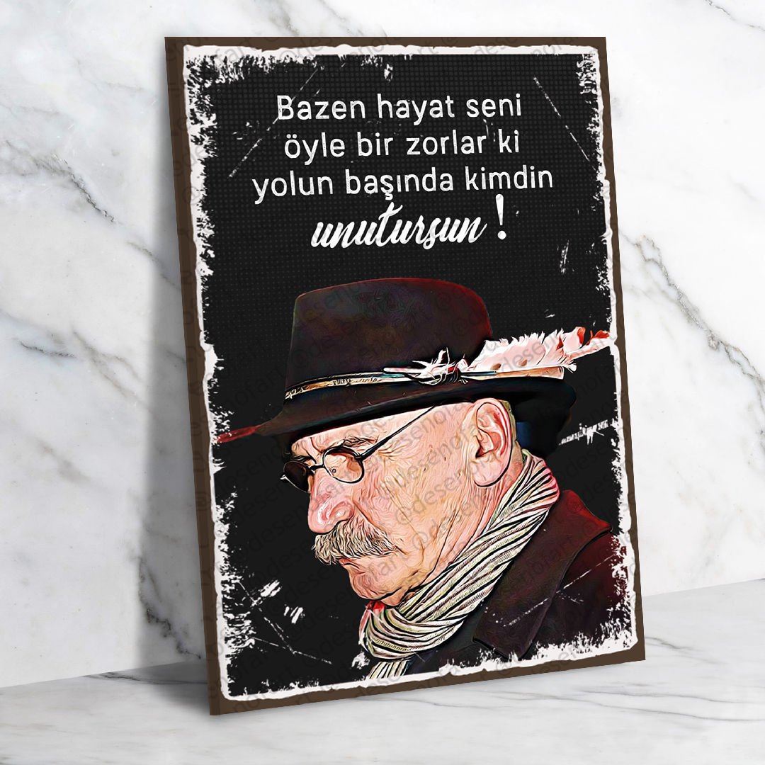 Tuncel Kurtiz Ahşap Retro Poster