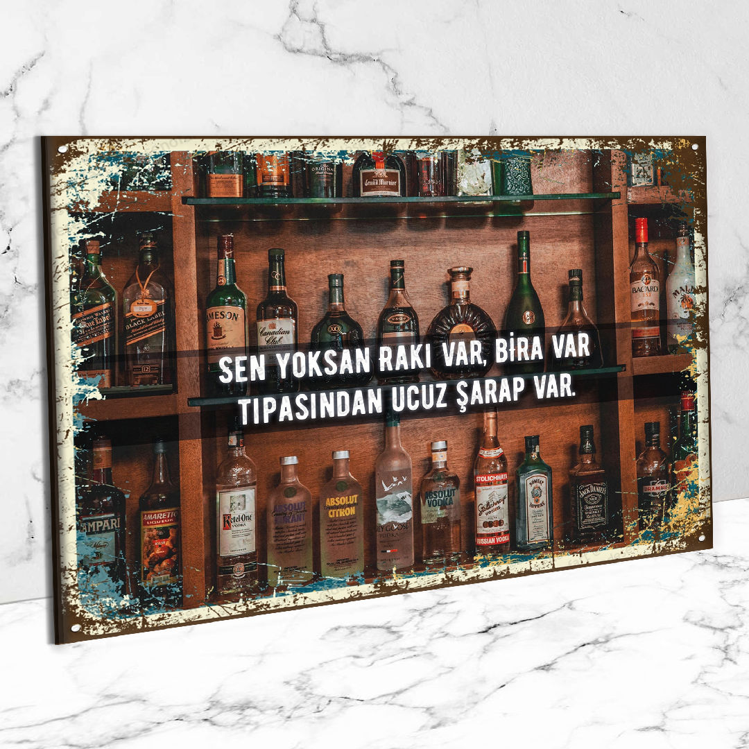 Sen yoksan Ahşap Retro Poster