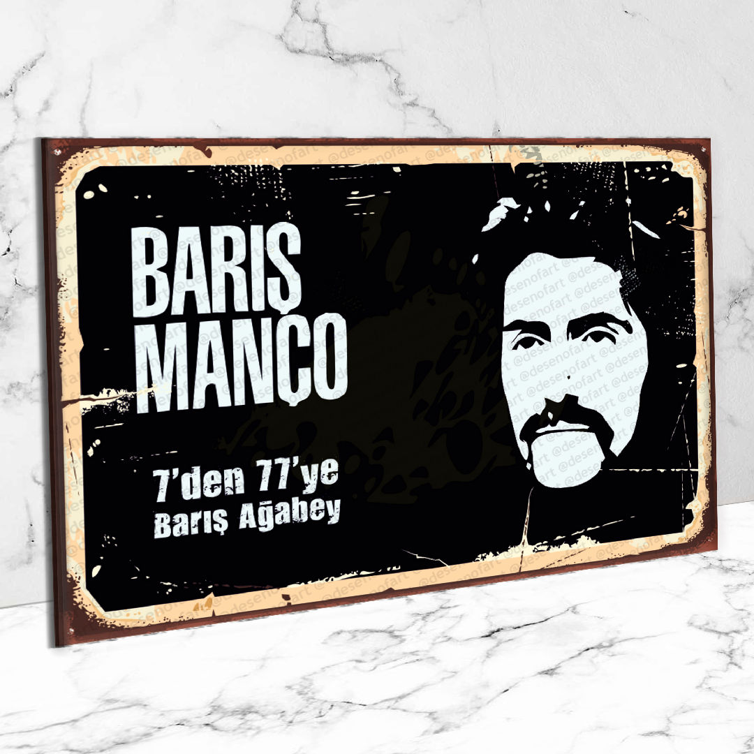 Barış Manço Ahşap Retro Poster