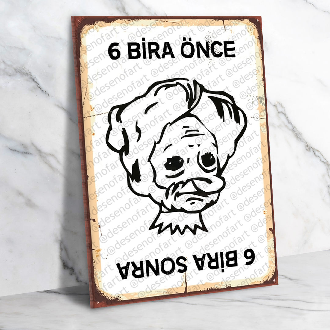 Bira Önce Sonra Ahşap Retro Poster