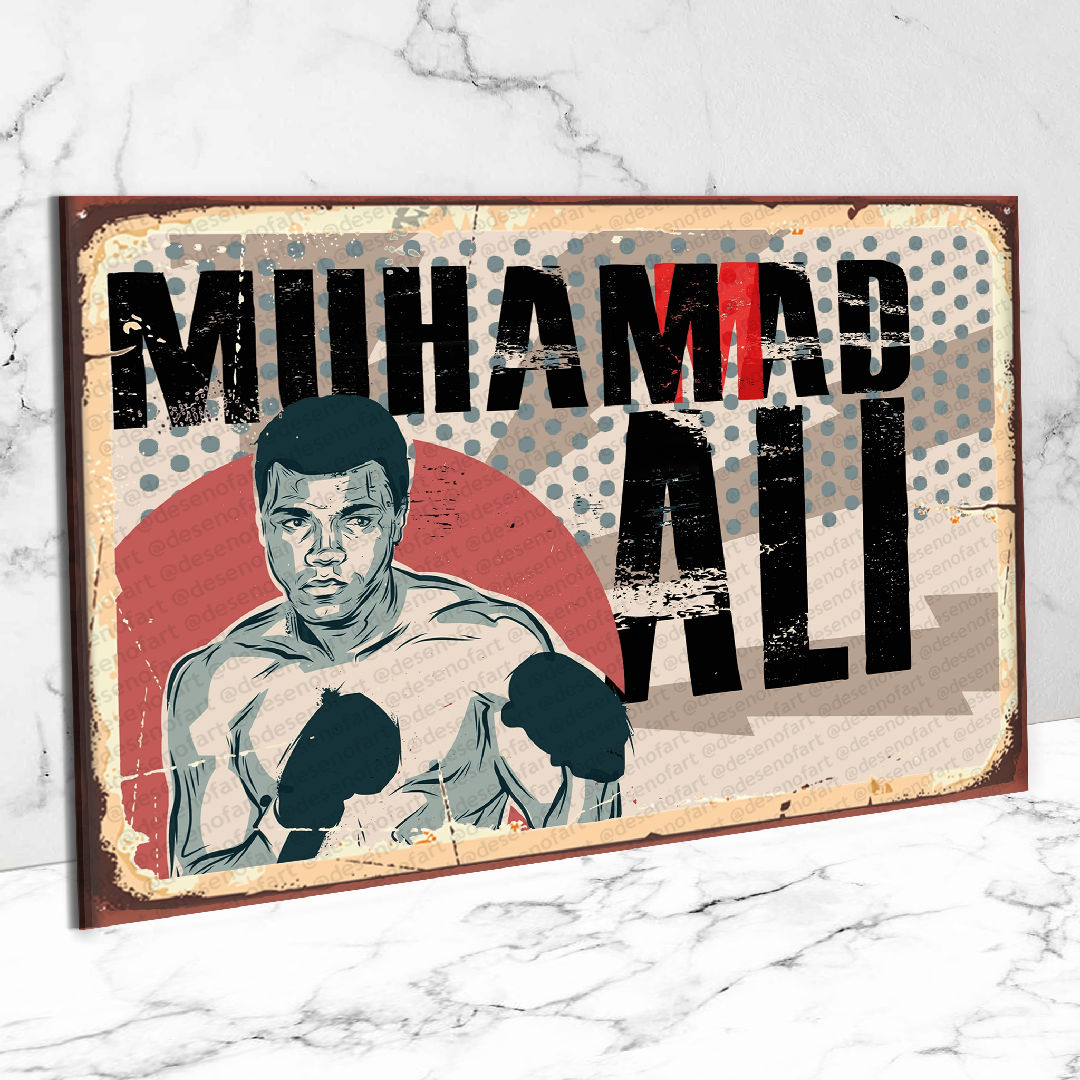 Muhammed Ali Ahşap Retro Poster