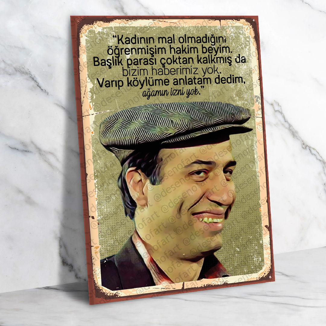 Kemal Sunal Yeşilçam Ahşap Retro Poster