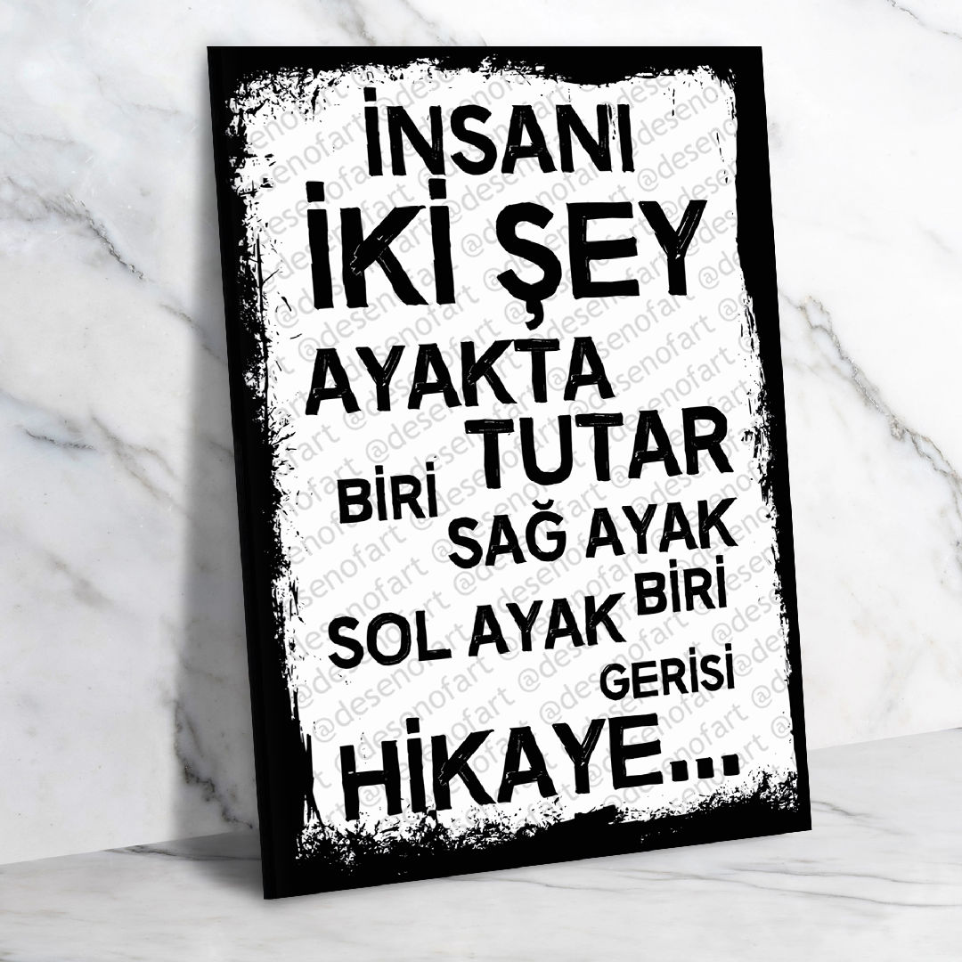 İnsanı iki şey... Ahşap Retro Poster